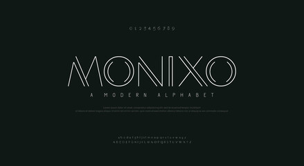 Abstract thin line font alphabet. Minimal modern fashion fonts and numbers. Typography typeface uppercase lowercase and number. vector illustration