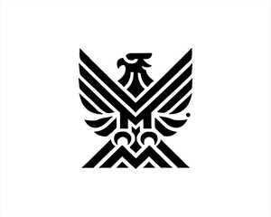 Eagle silhouette logo design icon vector template. Black Color Eagle icon illustration.