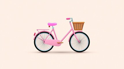 Fototapeta premium Featuring a basic bicycle with a basket, this piece uses clean lines to convey the concept of eco-friendly travel.