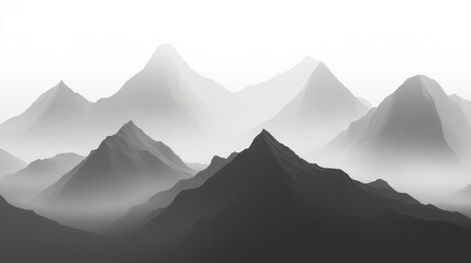 Naklejka premium Mountain range in the fog