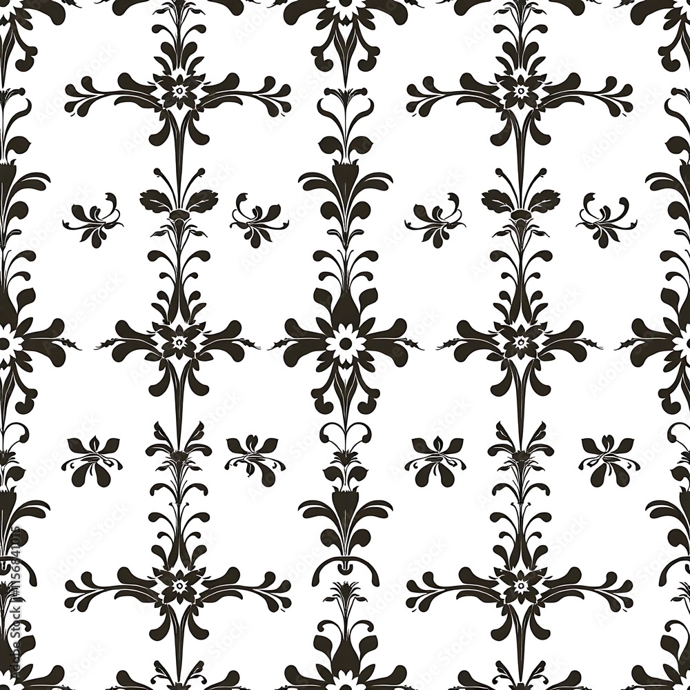Aufkleber elegant floral damask pattern: this seamless, intricate floral pattern is perfect for adding a touch
