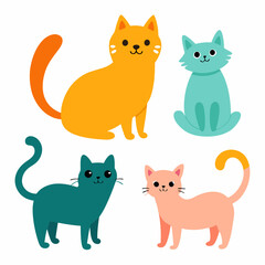 a set of funny cartoon cats vector illustration 