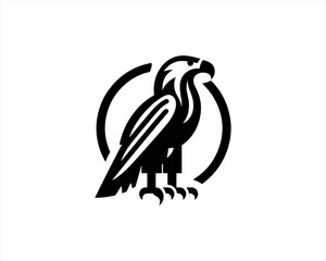 Eagle silhouette logo design icon vector template. Black Color Eagle icon illustration.