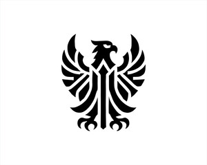 Eagle silhouette logo design icon vector template. Black Color Eagle icon illustration.