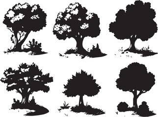 Set Trees. Hand drawn vector illustration	