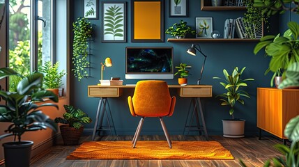 flat design, illustration, The Happy Home Office: Transforming a space at home into the perfect workspace