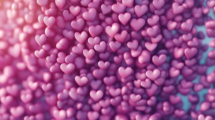 Obraz premium Heart background. Valentine Wallpaper with Pink love hearts. 3D Render