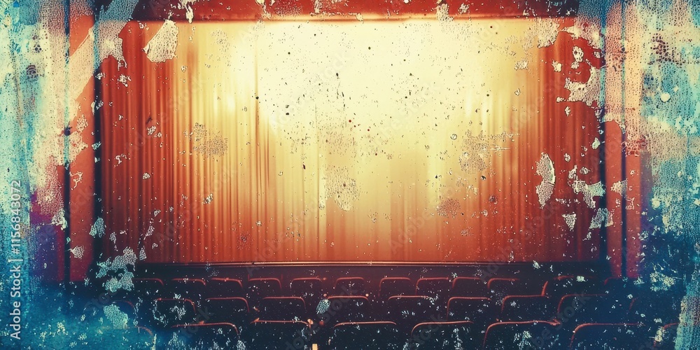 Poster Theater with a curtain that is open and has a lot of snow on it
