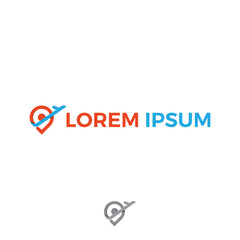 Travel Destination Location Icon with Airplane logo