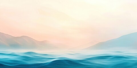 Fototapeta premium Beautiful blue ocean with mountains in the background