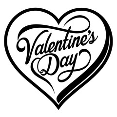 Obraz premium Happy Valentine's Day Calligraphy Banner with Hearts vector silhouette with white background.