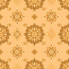 Golden Floral Pattern: A seamless pattern featuring a delicate, intricate design of golden flowers on a warm, peachy background.