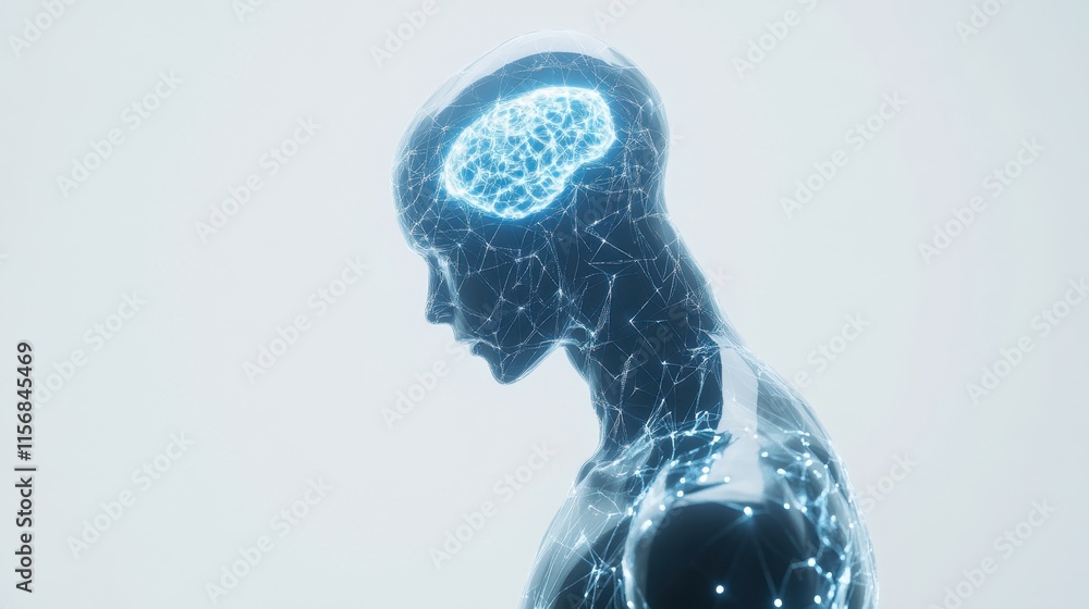 Poster digital human anatomy brain neural network visualization artificial intelligence concept