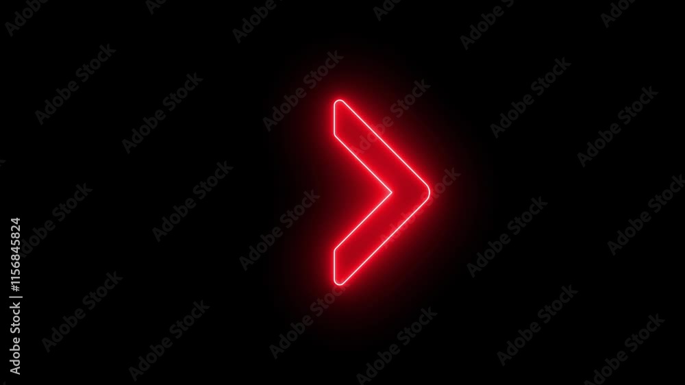 Poster red color neon arrow. neon arrows sign loop animation background motion graphics background