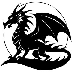 A large dragon flying over a lush green hillside. 