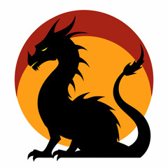 A large dragon flying over a lush green hillside. 