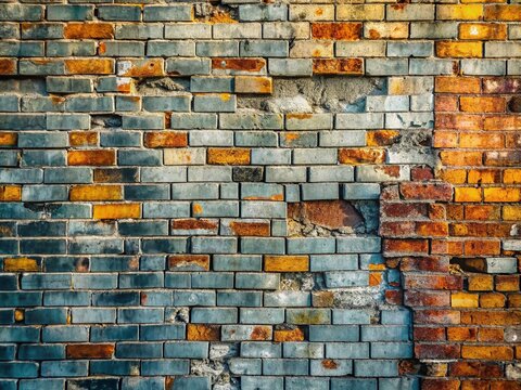 Fototapeta Aerial View Grungy Gray Brick Wall Texture - Urban Decay Background