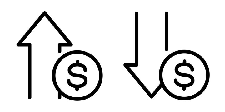 Profit icon set. Money increase icon
