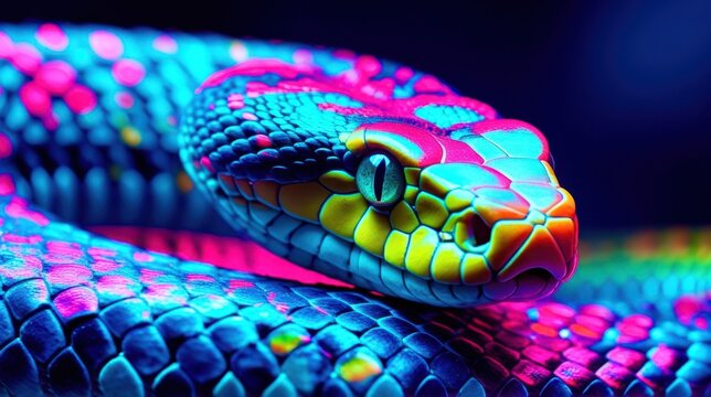 Colorful snake with a yellow head
