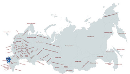 Obraz premium Geographical Map Highlighting Krasnodar Krai Region in Russia