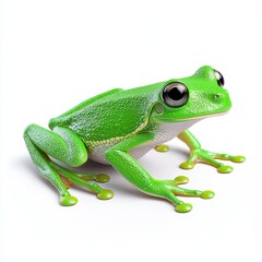 Obraz premium A green tree frog on a clear background, perfect for amphibian-themed digital designs, wildlife illustrations, and educational projects.