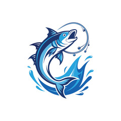 Fototapeta premium elegant fish outline with water splash a stylize.eps