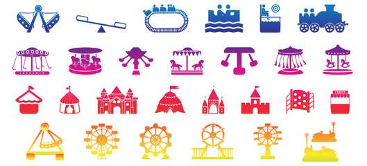 Kids amusement icon set