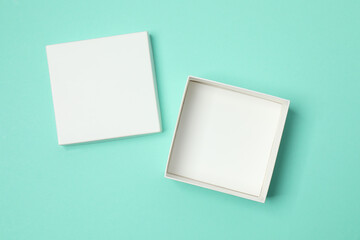 Open box on color background