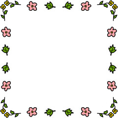 frame with flowers, leaf, ornament, floral