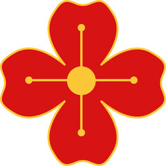 Collection of Chinese New Year Flower Illustrations for Temple Element Design