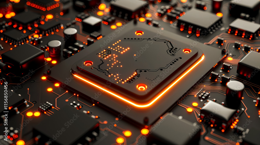 Poster a close-up of a circuit board showcasing intricate connections and the precision of electronic hardw