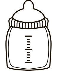 Minimalist Outline Drawing of a babe bear Elegant Design set, Cute hand drawn for decorate card baby shower, coloring book, children's books or nursery .