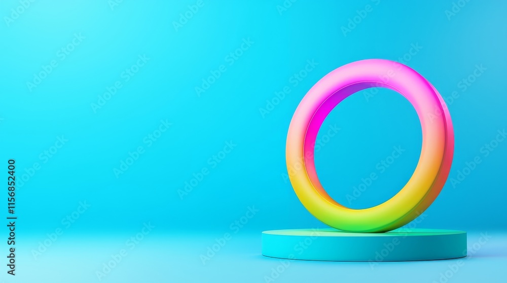 Poster a dynamic circular form with a modern abstract graphic design. it includes a geometric symbol with a