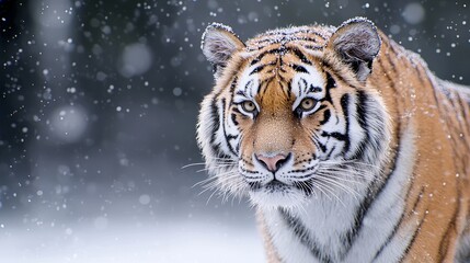 A focused image of a tiger's face, featuring its intense stare and textured fur highlighted by water droplets, great for wildlife articles, conservation campaigns, and nature-themed projects.