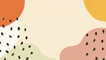 Colorful abstract background with organic shapes and dotted patterns for creative projects