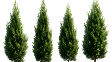 Thuja occidentalis frontal set Smaragd evergreen emerald green American Arbovitae bush shrub isolated png on a transparent background perfectly cutout