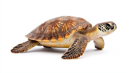 Obraz premium High-Resolution Photo of a Stunning Sea Turtle on a White Background - Ideal for Nature and Marine Life Projects