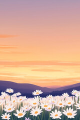 Golden Hour Daisy Flowers with Warm Sunset Glow - Dreamy Phone Wallpaper