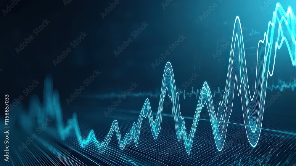 Poster heart rate monitor graph with glowing pulse lines, isolated