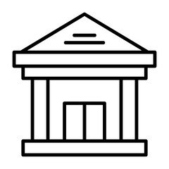 Bank building Outline Style Icon - bank edifice, financial services Design