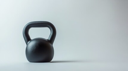 Sleek black kettlebell resting on minimalist surface, highlighti