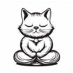 Cute Cat meditation image vector isolated on white background