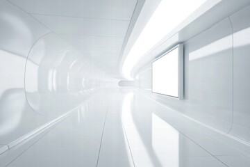 Obraz premium Modern Futuristic Corridor with Blank Billboard