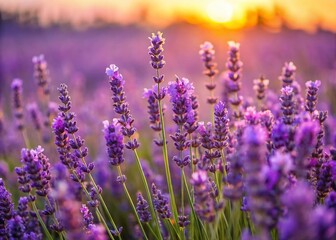Obraz premium Beautiful Lavender Field Background with Copy Space - Purple Floral Nature Photography