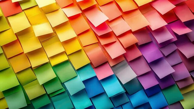 The entire wall is covered in colorful stickers. Selective focus