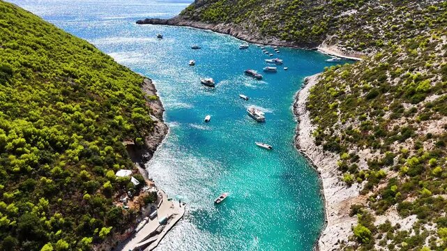Porto Vromi Beach, on the coast of Zakynthos, in the Ionian Islands of Greece
