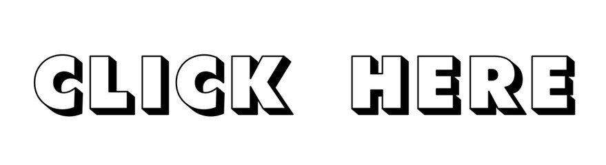 Click Here 3D Text Website UI UX Design Element.