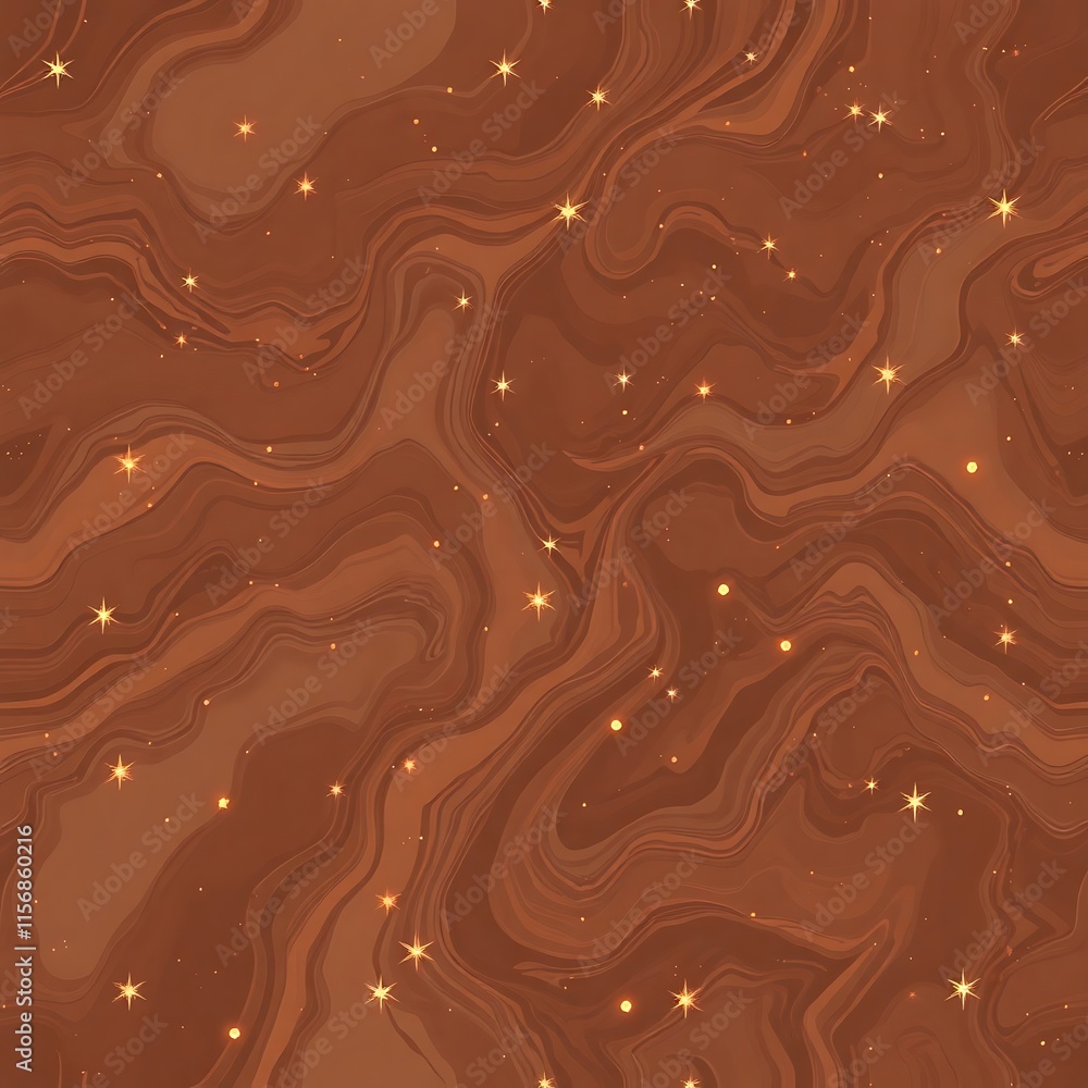 Poster cosmic swirl: a mesmerizing abstract background featuring a swirling brown marble pattern with a spr