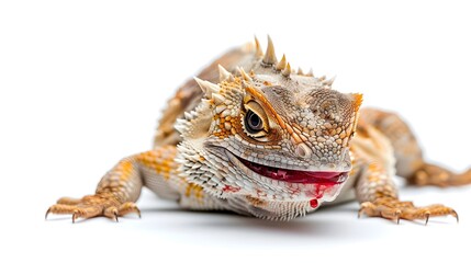 Obraz premium Colorful Bearded Dragon on White Background with Unique Texture