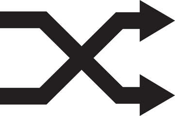 shuffle icon in trendy flat style. Random playlist. Mix music. Cross shuffle vector symbol for web site design, logo, app. High quality black style illustration isolated on transparent background.